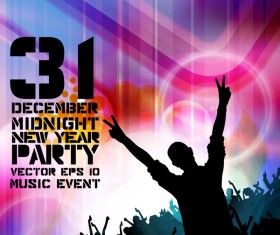 Midnight new year party flayer vectors template 09