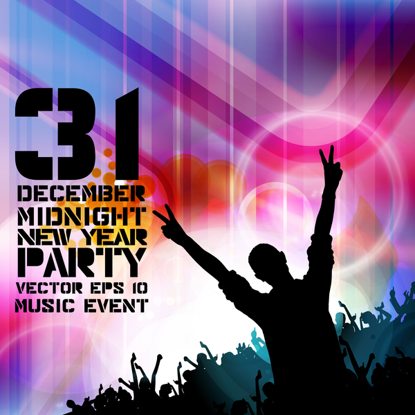Midnight new year party flayer vectors template 09