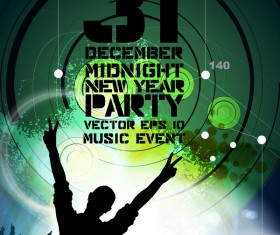 Midnight new year party flayer vectors template 10