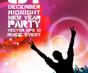 Midnight new year party flayer vectors template 11