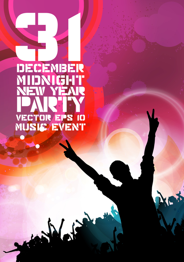 Midnight new year party flayer vectors template 11