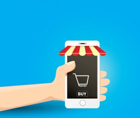 Mobile shopping business template vector 01