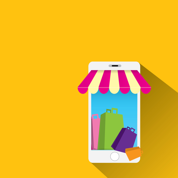 Mobile shopping business template vector 07
