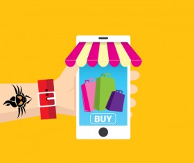 Mobile shopping business template vector 08