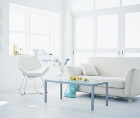 Modern concise bright white living room HD picture
