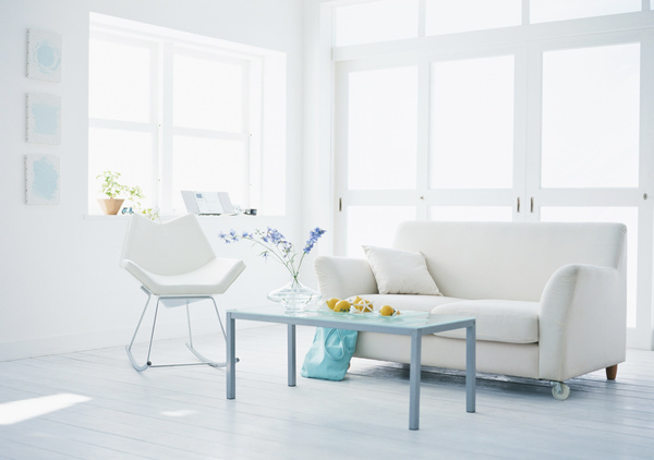 Modern concise bright white living room HD picture