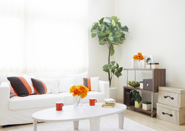 Modern white living room Stock Photo
