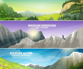 Mountains and nature landscape banners vector