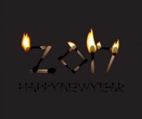 New Year 2017 with matches vector