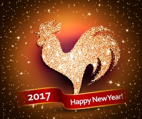 New year 2017 of rooster shiny vectors background