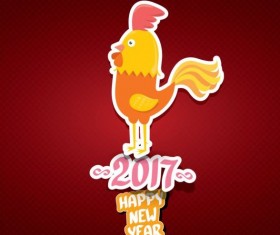 New year 2017 of rooster sticker vector 03