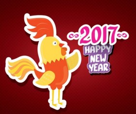 New year 2017 of rooster sticker vector 04