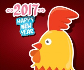 New year 2017 of rooster sticker vector 05