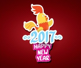 New year 2017 of rooster sticker vector 06