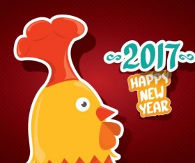 New year 2017 of rooster sticker vector 07