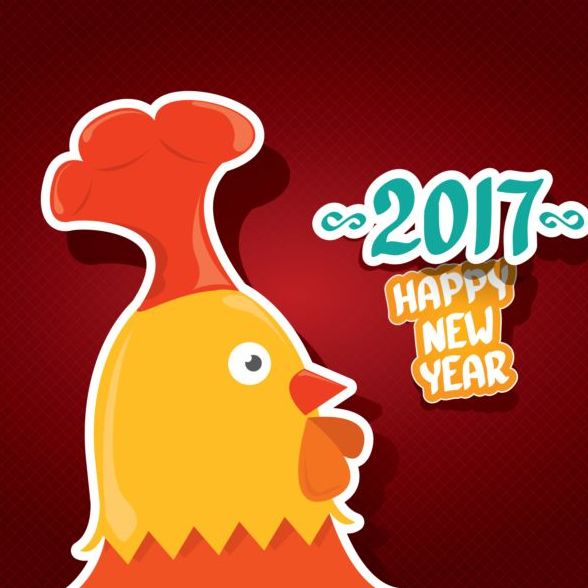 New year 2017 of rooster sticker vector 07