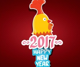 New year 2017 of rooster sticker vector 08