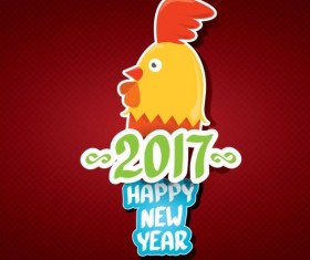 New year 2017 of rooster sticker vector 09