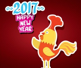 New year 2017 of rooster sticker vector 10