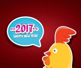 New year 2017 speech bubbles with funny rooster vector 03