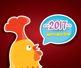 New year 2017 speech bubbles with funny rooster vector 04