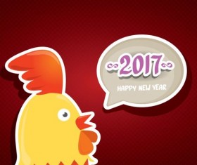 New year 2017 speech bubbles with funny rooster vector 05