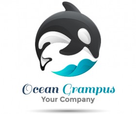 Ocean grampus logo design vector