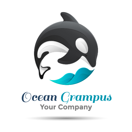 Ocean grampus logo design vector