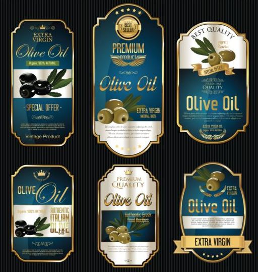 Olive oil retro labels luxury vector 01