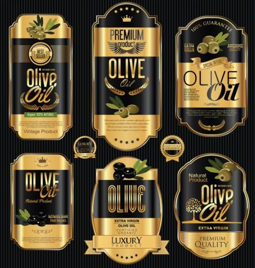 Olive oil retro labels luxury vector 02