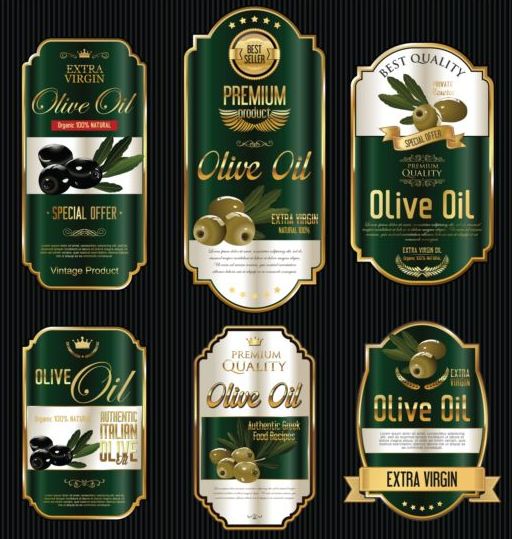Olive oil retro labels luxury vector 04