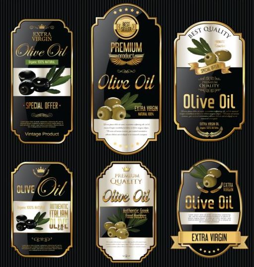 Olive oil retro labels luxury vector 06