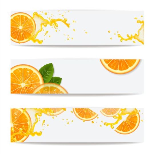 Oranges juice splashes banners vector