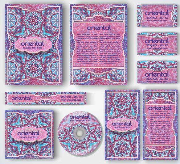 Oriental styles corporate identity kit vector 09