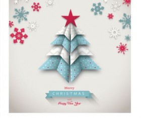 Paper christmas tree with snowflake vectors