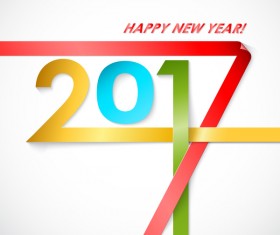 Paper folped 2017 new year background vector