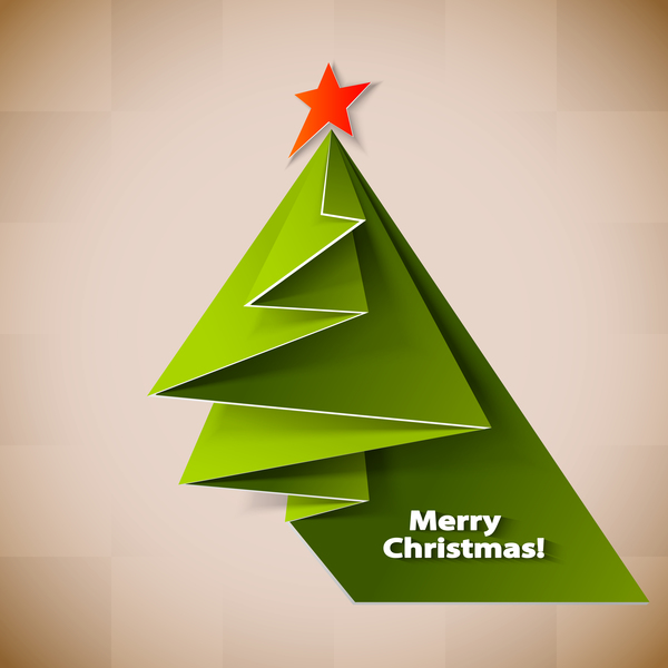 Paper folped christmas tree vectors 01