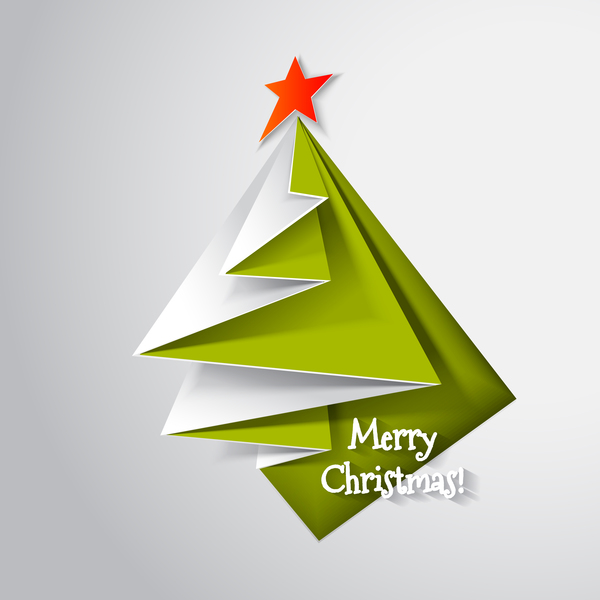 Paper folped christmas tree vectors 02
