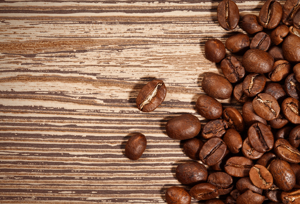 Patterned table top and coffee bean photo