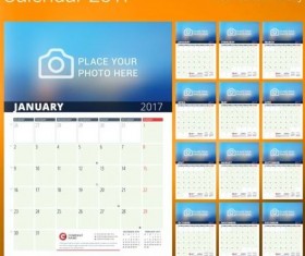 Photo disk calendar 2017 vector set 02