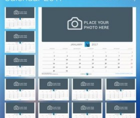 Photo disk calendar 2017 vector set 06