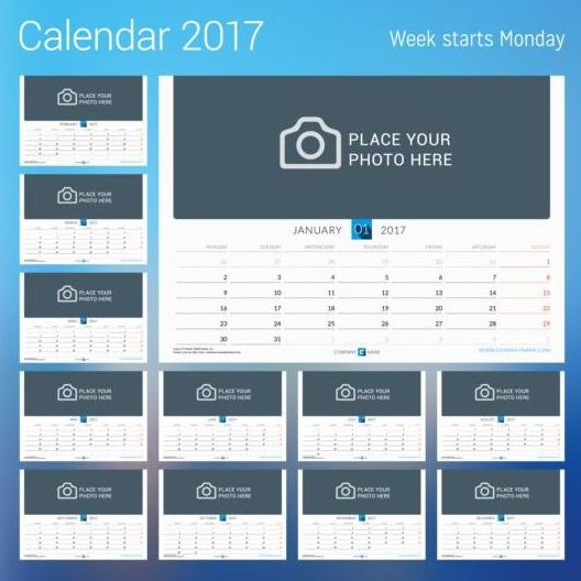 Photo disk calendar 2017 vector set 06