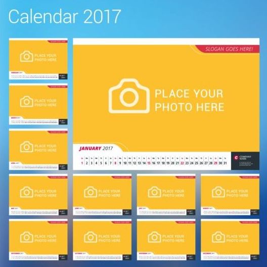 Photo disk calendar 2017 vector set 08