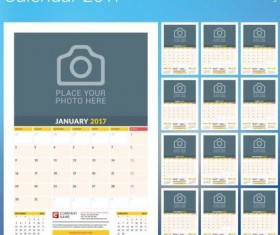 Photo disk calendar 2017 vector set 12
