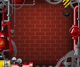 Pipes with Industrial frame vector material 03