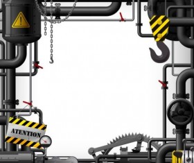 Pipes with Industrial frame vector material 04
