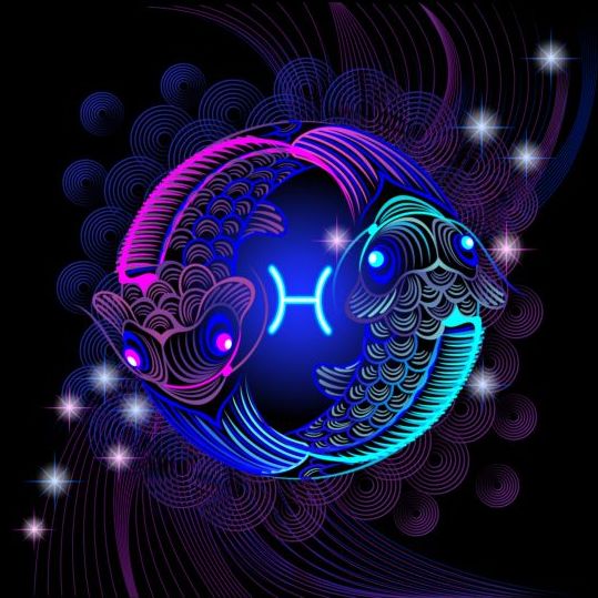 Pisces neon sign vector material