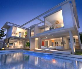 Project of a luxury villa in 3d 01 Stock Photo