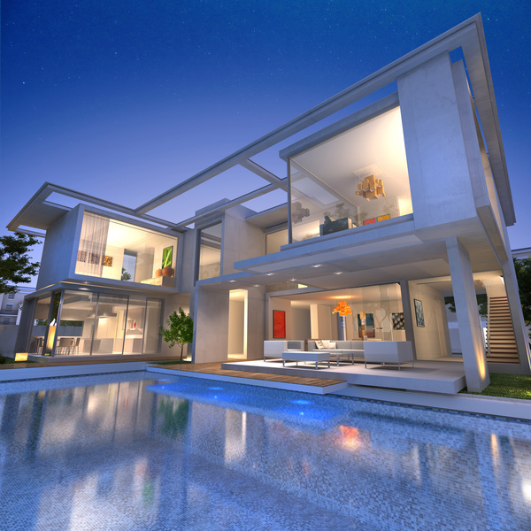 Project of a luxury villa in 3d 01 Stock Photo