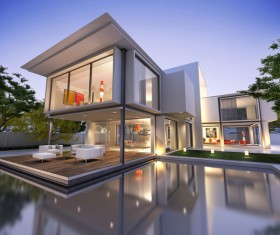 Project of a luxury villa in 3d 02 Stock Photo